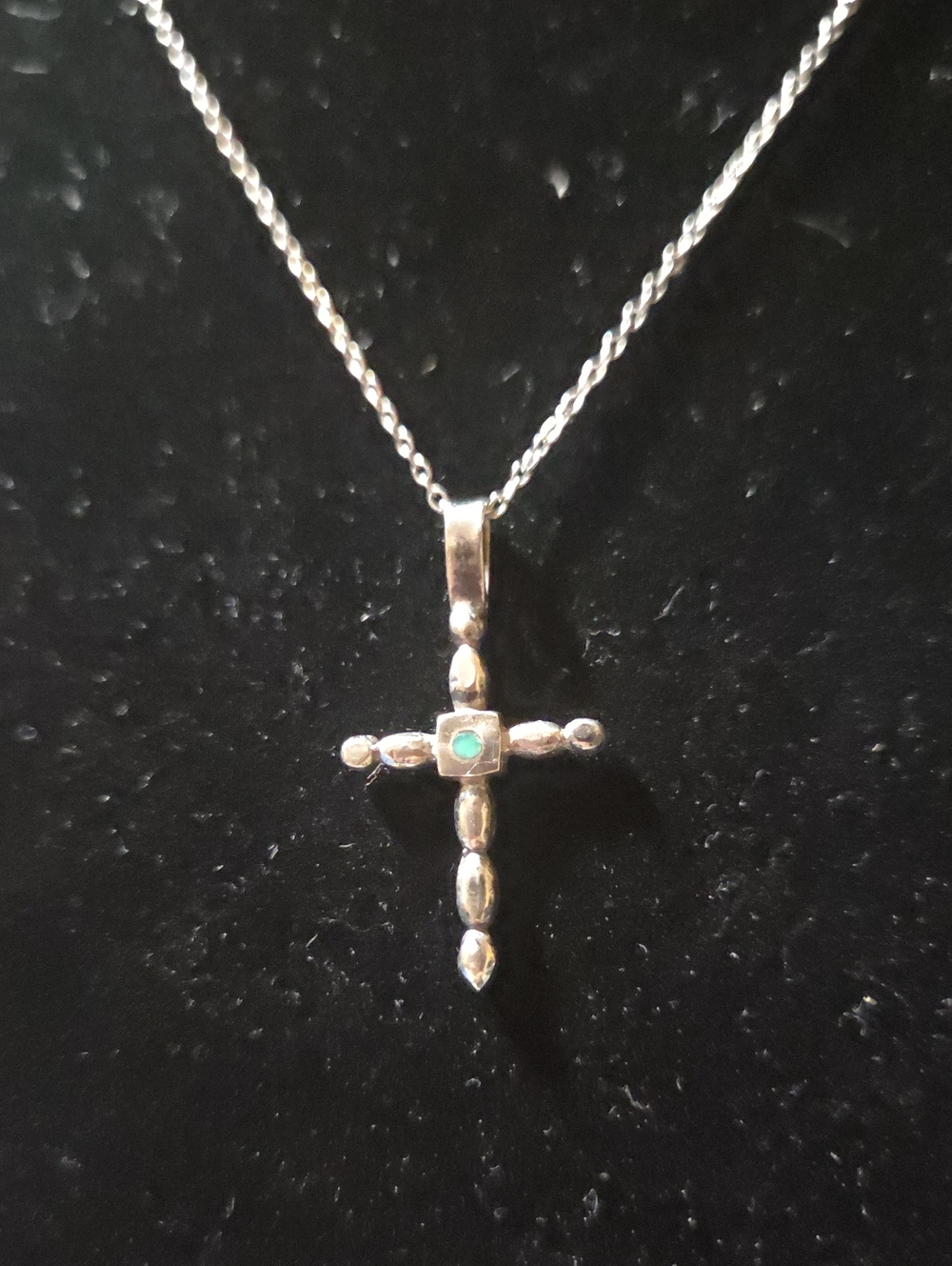 Sterling Silver Vintage Cross With Turquoise Inlay